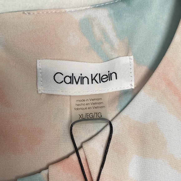New Calvin Klein  Tie Dye Print Pleated Crew Neck Sleeveless Cami Top Size XL - Picture 2 of 9